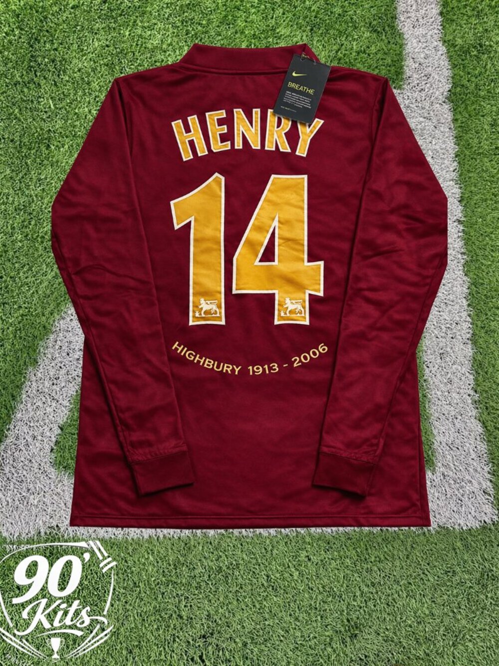 Henry #14 Arsenal 05/06 Long Sleeve Home Retro Soccer Jersey Men’s Classic Red